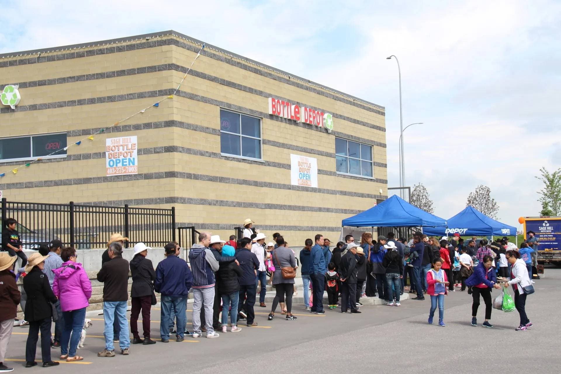 Sage Hill Bottle Depot exterior — the community hub of NW Calgary